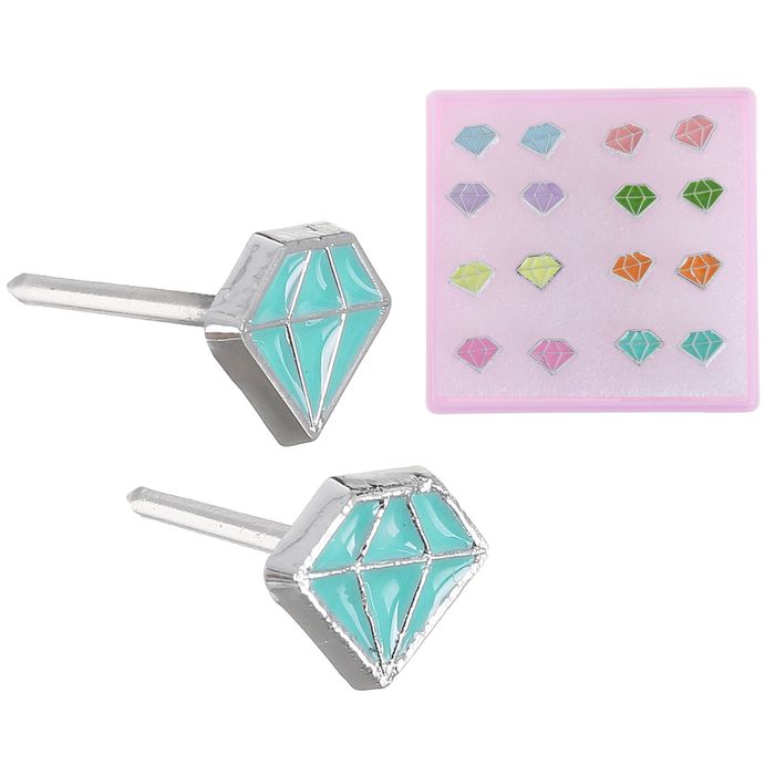 Пусеты в коробочке 8 пар "Кристалл" радуга, на пластиковой ножке, цвет МИКС, d=0,7см