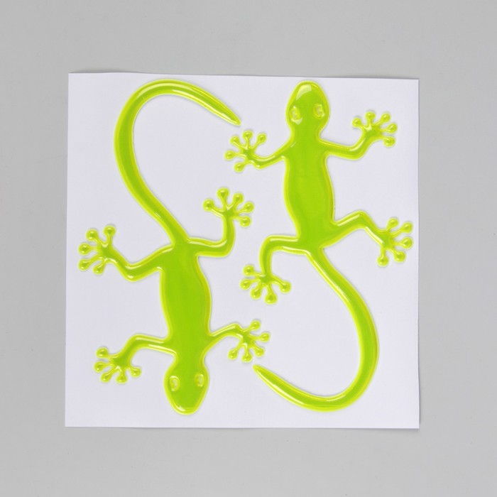 Светоотражающая наклейка "Ящерица", 11*5,5см, 2шт на листе, цвет жёлтый