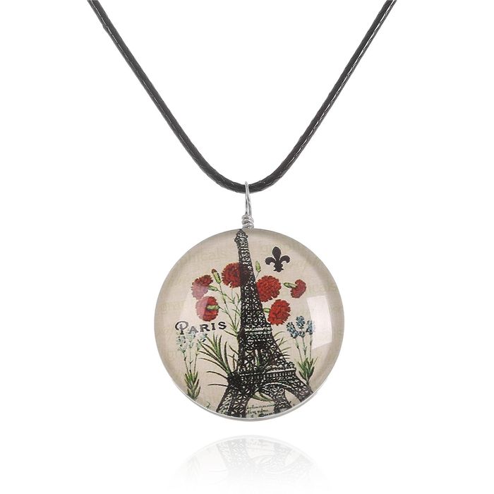 Кулон из стекла Candy Париж, цвет бежево-красный, 45см