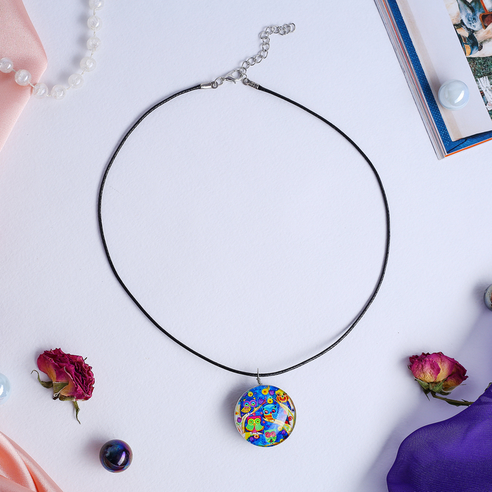 Кулон из стекла Candy совушки, цветной, 45см