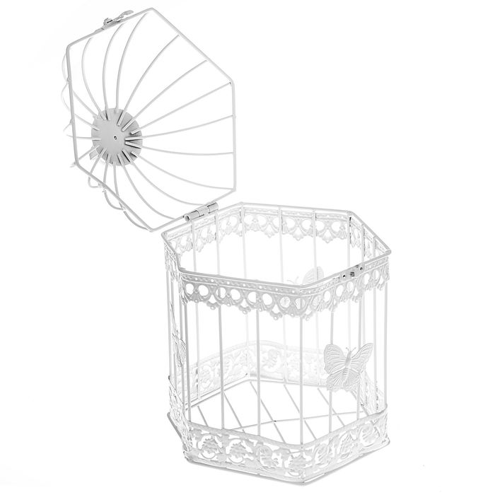 Клетка шестиугольная "Бабочки", 18х30см, белая