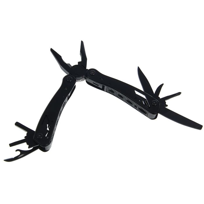 Мультитул пассатижи 9в1 черный с вырезом+набор насадок 7*16,5см