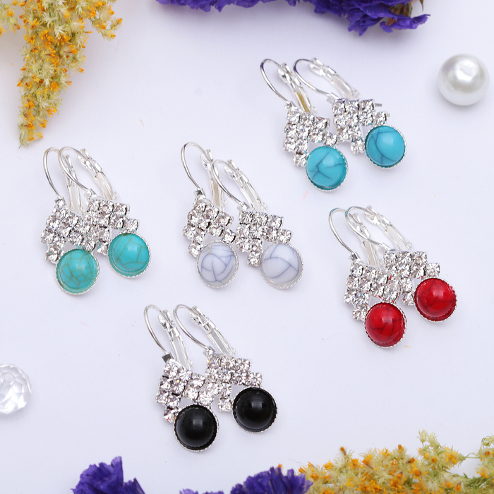 Серьги ассорти "Блеск" круг, цвет МИКС