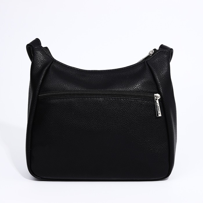 Сумка женская на молнии, 1 отдел, 2 наружных кармана, длинный ремень, цвет чёрный