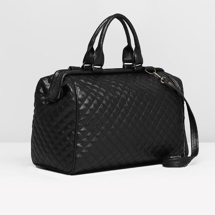 Сумка женская на молнии, 1 отдел, наружный карман, длинный ремень, цвет чёрный