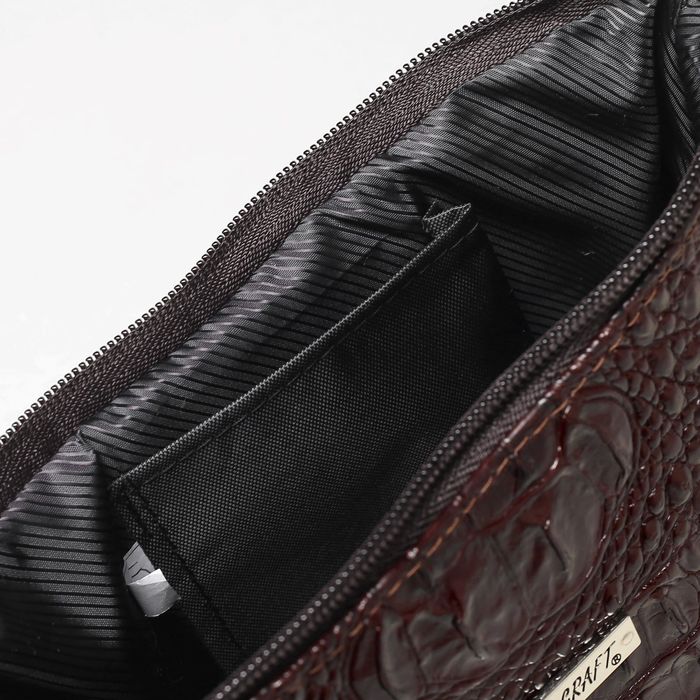 Сумка женская на молнии, 1 отдел, наружный карман, крокодил, цвет коричневый