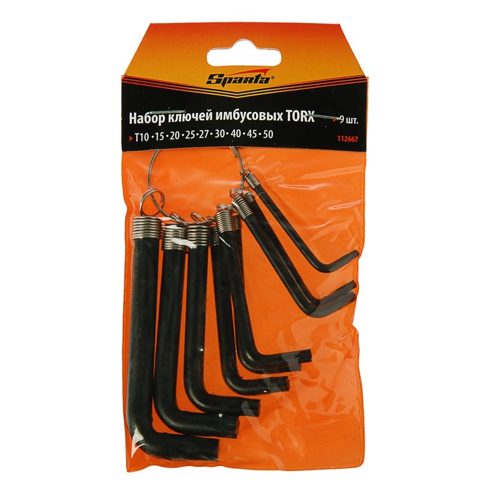 Набор ключей имбусовых Sparta, TORX 9 шт: оксидированные