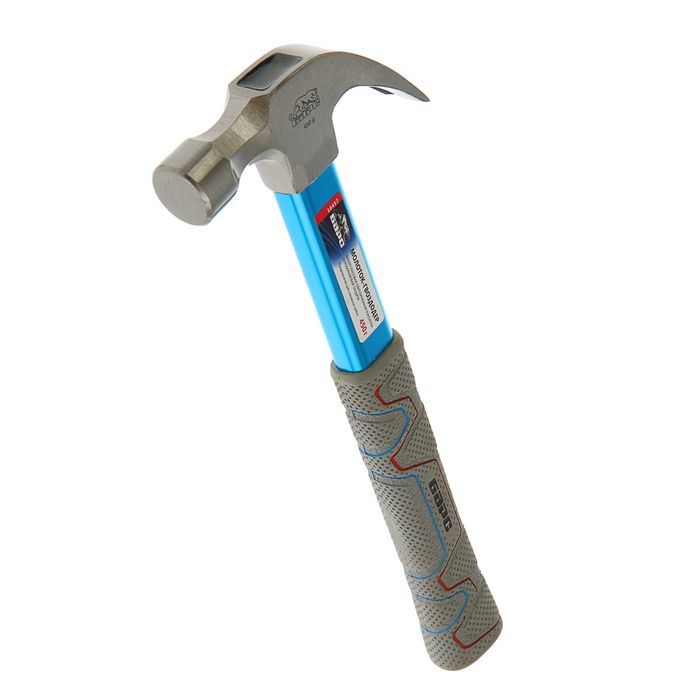 Молоток-гвоздодер "БАРС",450 г, фибергласовая обрезиненная рукоятка, алюминиевая защита