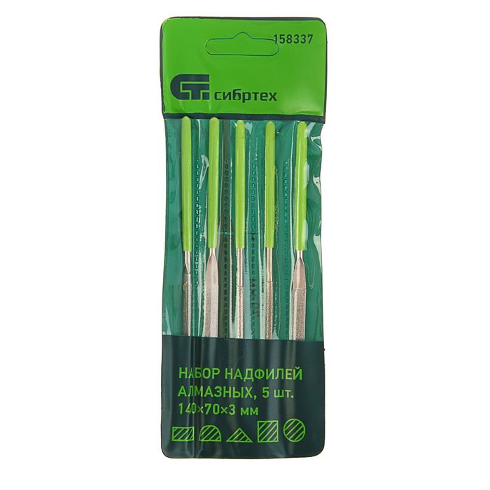 Набор надфилей алмазных "СИБРТЕХ", 140х70х3, 5 шт