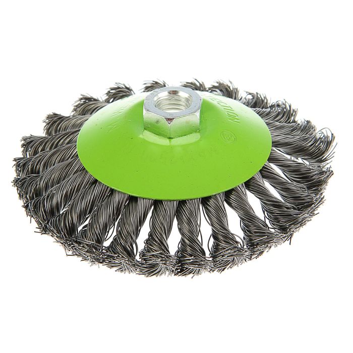 Щетка для УШМ "СИБРТЕХ", 125 мм, М14, "тарелка", крученая металлическая проволока