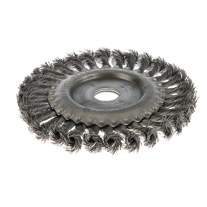 Щетка для УШМ "СИБРТЕХ", 150 мм, посадка 22,2 мм, плоская, крученая метал. проволока