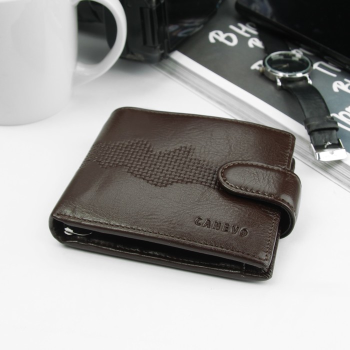 Портмоне мужское, 3 отдела, для карт, для монет, цвет коричневый