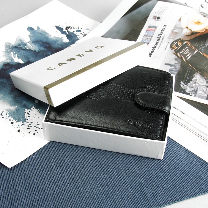 Портмоне мужское, 3 отдела, для карт, для монет, цвет чёрный