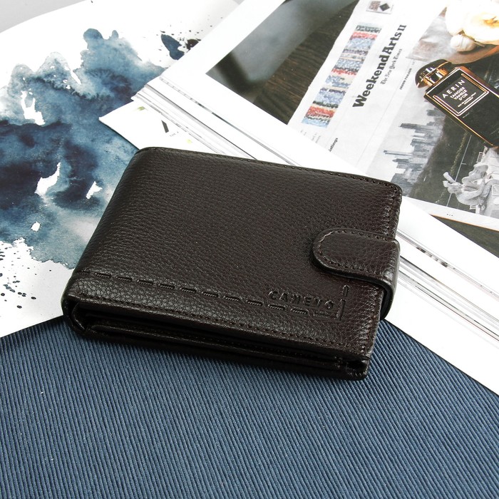 Портмоне мужское, 3 отдела, для карт, для монет, цвет коричневый