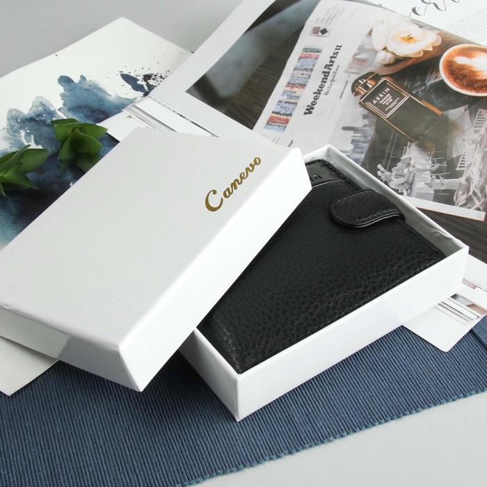 Портмоне мужское, 3 отдела, для карт, для монет, цвет чёрный