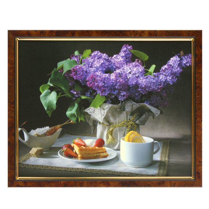Картина "Натюрморт с сиренью" рама микс