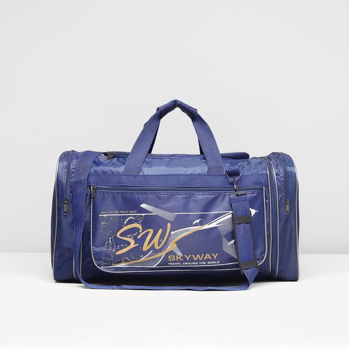 Сумка дорожная, 1 отдел на молнии, 3 наружных кармана, цвет синий