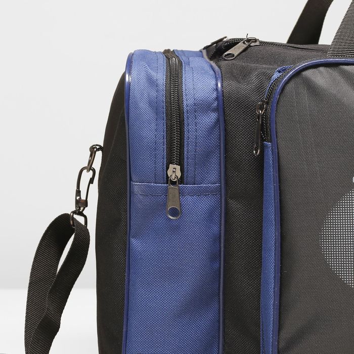 Сумка спортивная, 1 отдел на молнии, наружный карман, цвет чёрный/синий