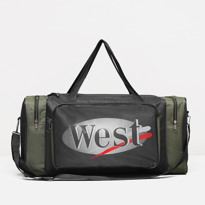 Сумка спортивная, 1 отдел на молнии, наружный карман, цвет хаки/чёрный