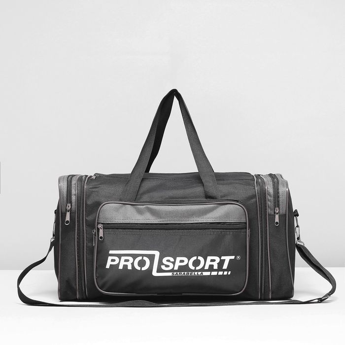 Сумка спортивная, 1 отдел на молнии, 3 наружных кармана, цвет чёрный/серый