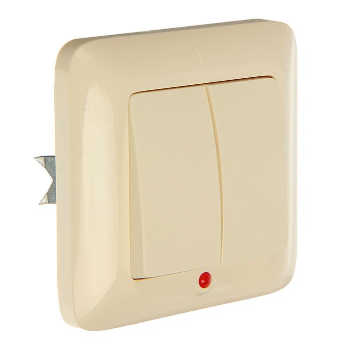 Выключатель "Прима" SchE S56-039-SI, 6 А, 2 клавиши, скрытый, с подсветкой, цвет сл.кость