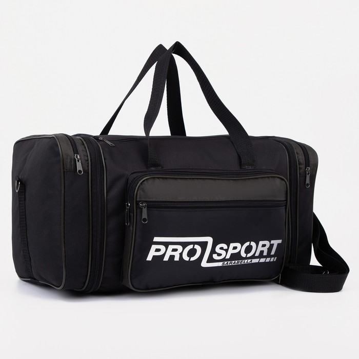 Сумка спортивная, отдел на молнии, 3 наружных кармана, цвет чёрный/хаки