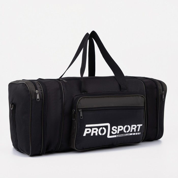 Сумка спортивная, отдел на молнии, 3 наружных кармана, цвет чёрный/хаки