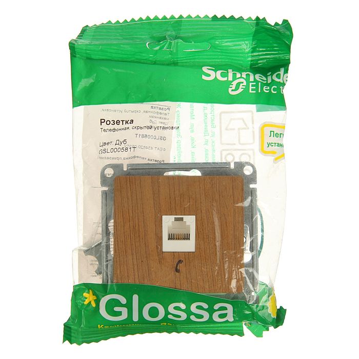 Розетка телефонная "Glossa" SchE GSL000581T, RJ11, одноместная, скрытая, цвет дуб