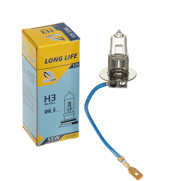 Лампа автомобильная Clearlight LongLife, H3, 12 В, 55 Вт