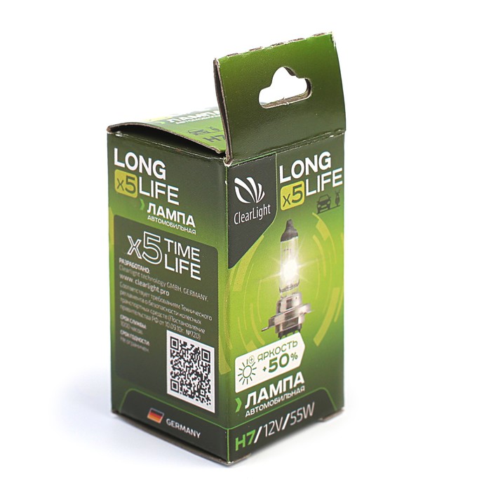 Галогенная лампа Clearlight LongLife, H7, 12 В, 55 Вт