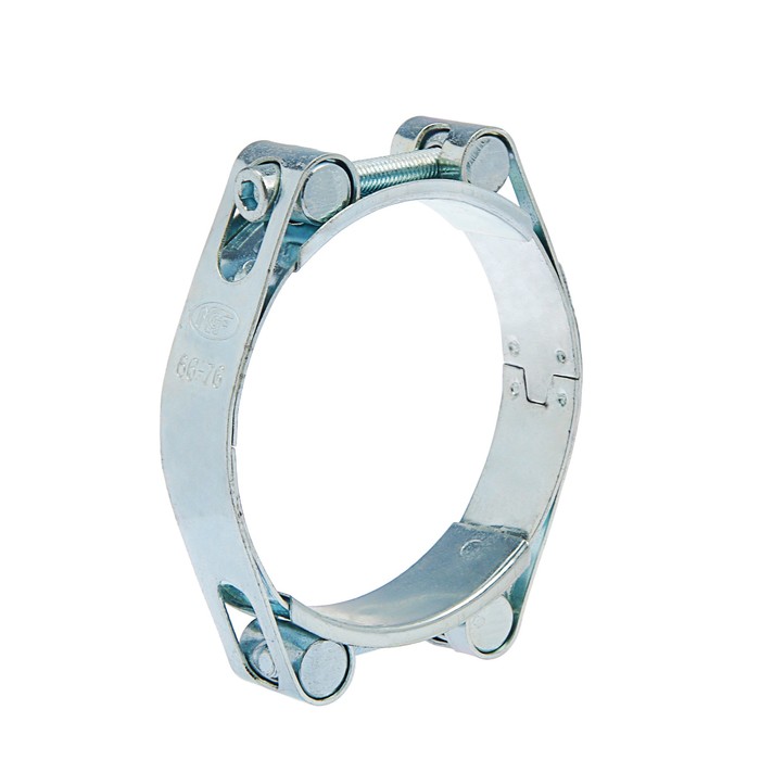 Хомут силовой двухболтовый MGF, диаметр 66-76 мм, оцинк.