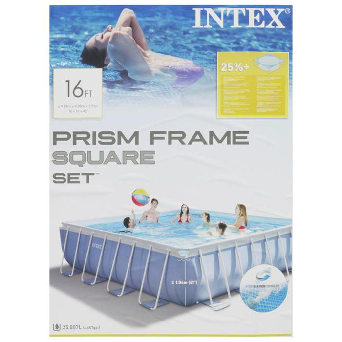 Бассейн каркасный, квадратный Prism Frame Set, 488х122 см, фильтр-насос, лестница 28766NP INTEX