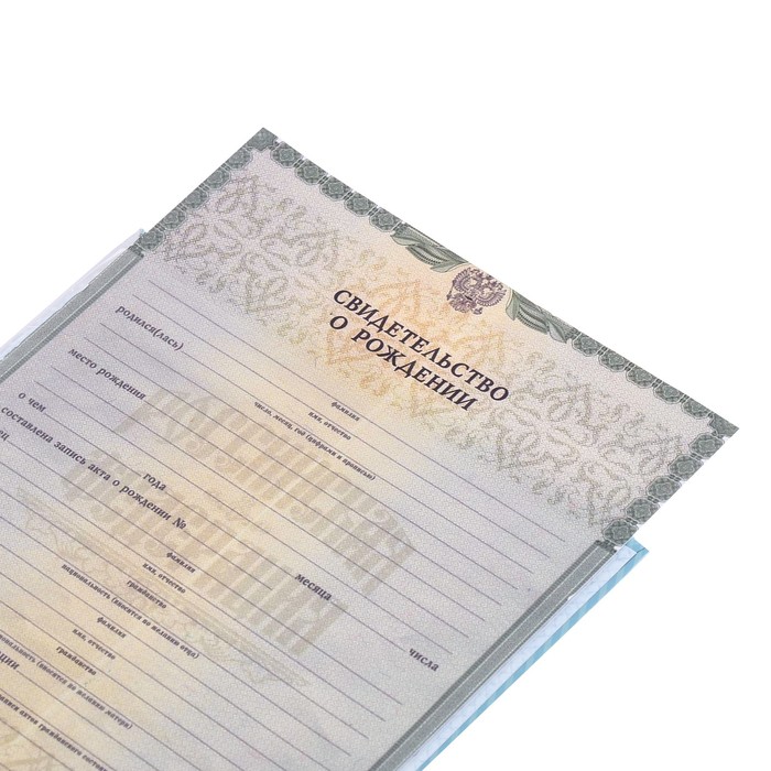 Свидетельство о рождении мальчика "Мои первые документы" с карманом для полиса