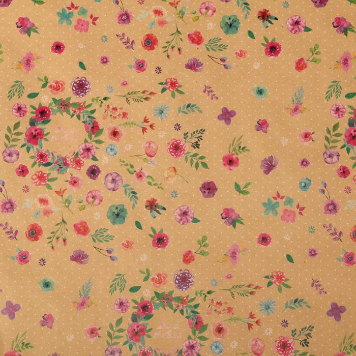 Бумага упаковочная крафтовая «Для тебя», акварельные цветы, 50 × 70 см