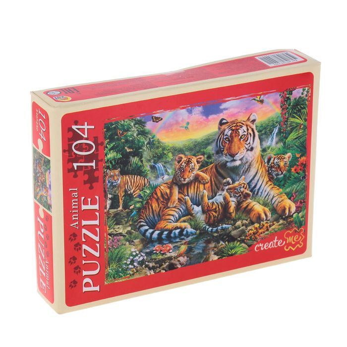 Пазлы "Тигр и тигрята", 104 элемента