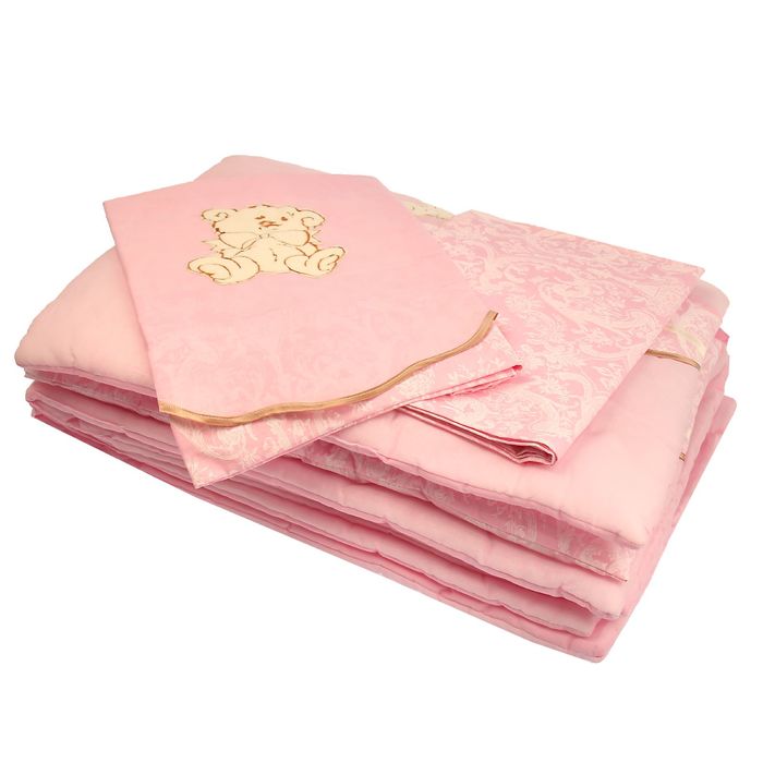 Комплект в кроватку (5 предметов), цвет розовый 27