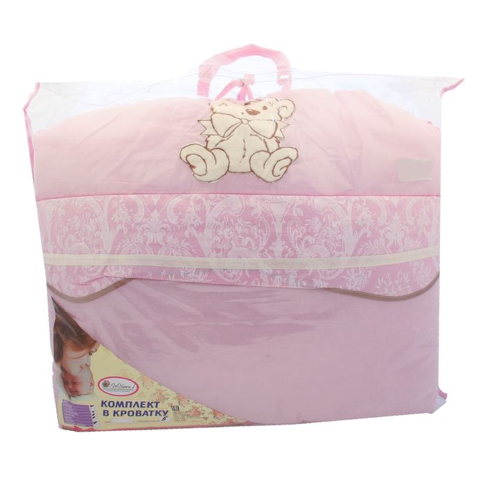 Комплект в кроватку (5 предметов), цвет розовый 27