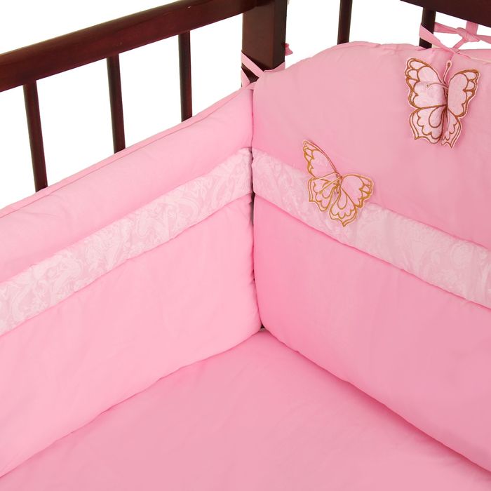 Комплект в кроватку "Бабочки" (7 предметов), цвет розовый 45
