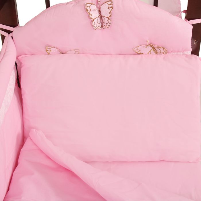 Комплект в кроватку "Бабочки" (7 предметов), цвет розовый 45