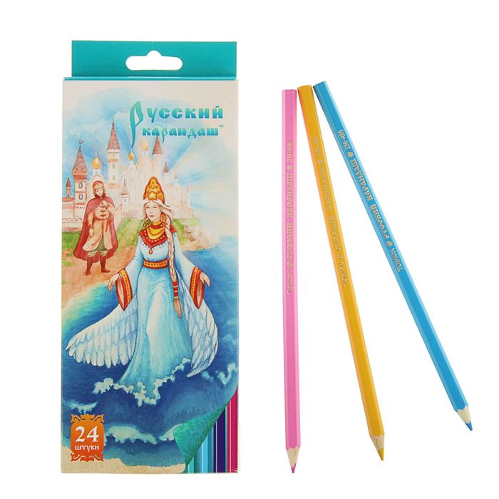 Карандаши 24 цвета "Русский карандаш. Сказки", шестигранные, длина 175мм, ok 6.4мм