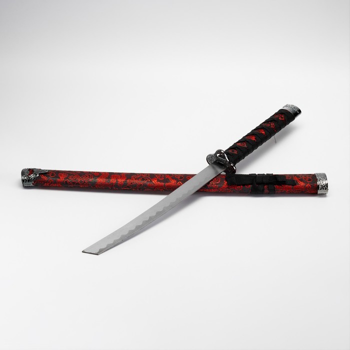 Сувенирное оружие Катана, красный цветочный узор на ножнах, 70 см