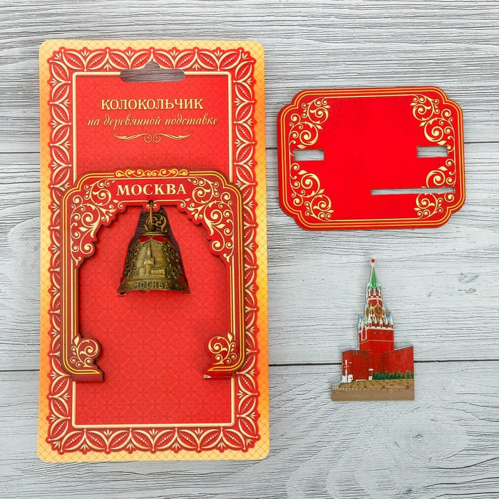 Колокольчик в деревянной рамке «Москва»