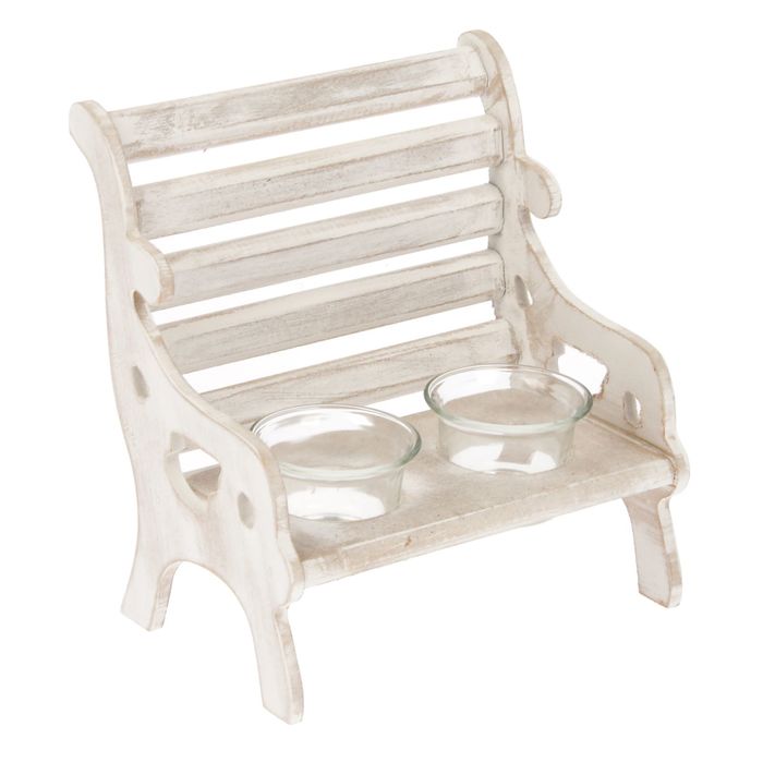 Подсвечник дерево 2 свечи "Скамейка" 19,3х18,2х14 см