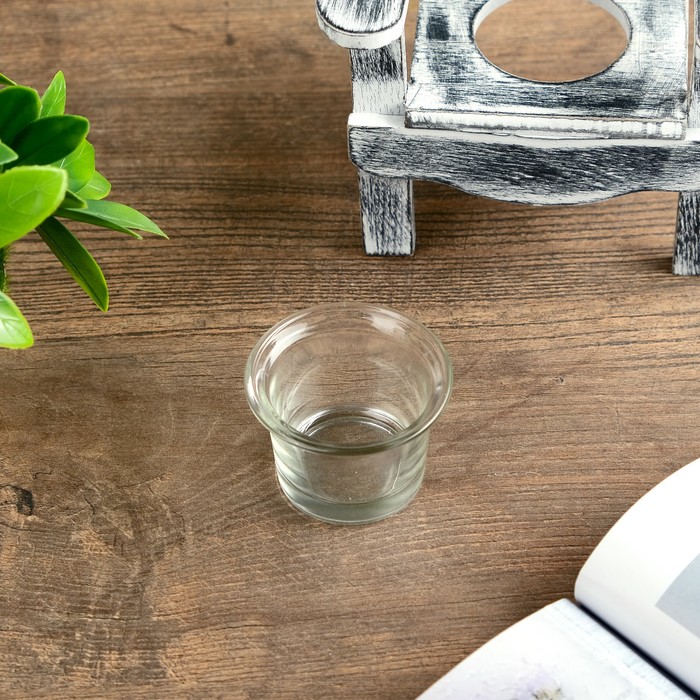 Подсвечник дерево 1 свеча "Скамейка с розой" серая 19х14,5х12,5 см