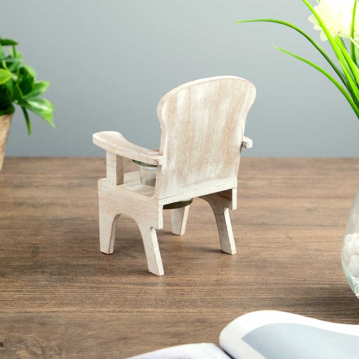 Подсвечник дерево 1 свеча "Скамейка с розой" беж 17,5х11х12,4 см