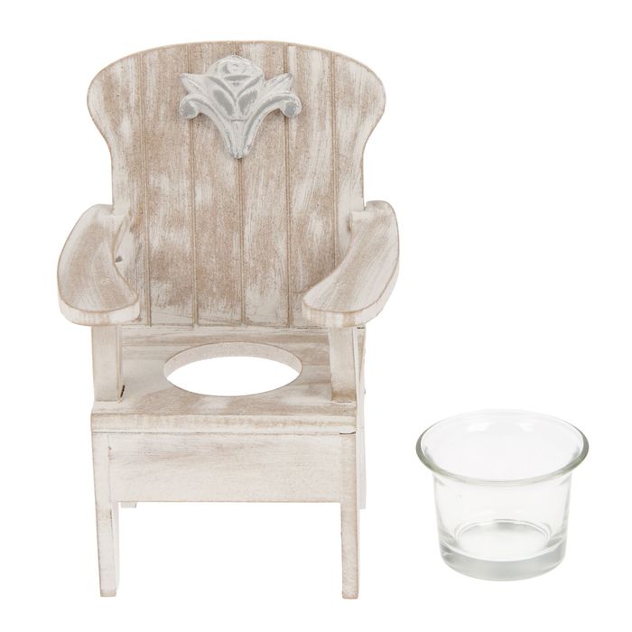 Подсвечник дерево 1 свеча "Скамейка с розой" беж 17,5х11х12,4 см