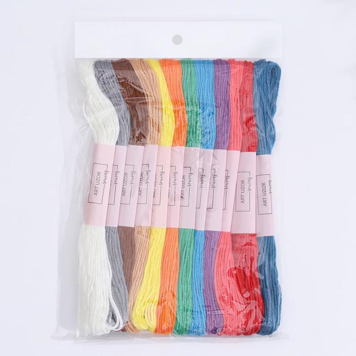 Набор ниток мулине №2, 12шт, 8±1м, разноцветный