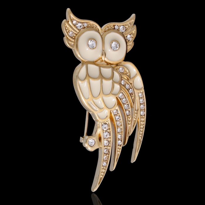 Брошь "Энганно", цвет белый в золоте