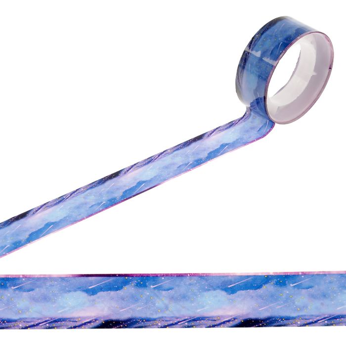 Клейкая лента декоративная пластик "Ночной Париж" 1,5 см 2,7 метра МИКС