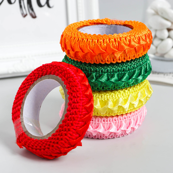 Клейкая лента декоративная текстиль "Плетенка" 2 см 1 метр МИКС